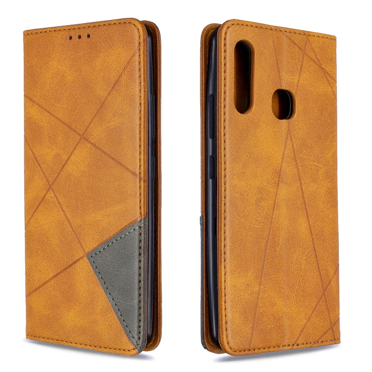 For Galaxy A70e Rhombus Texture Horizontal Flip Magnetic Leather Case with Holder & Card Slots & Wallet