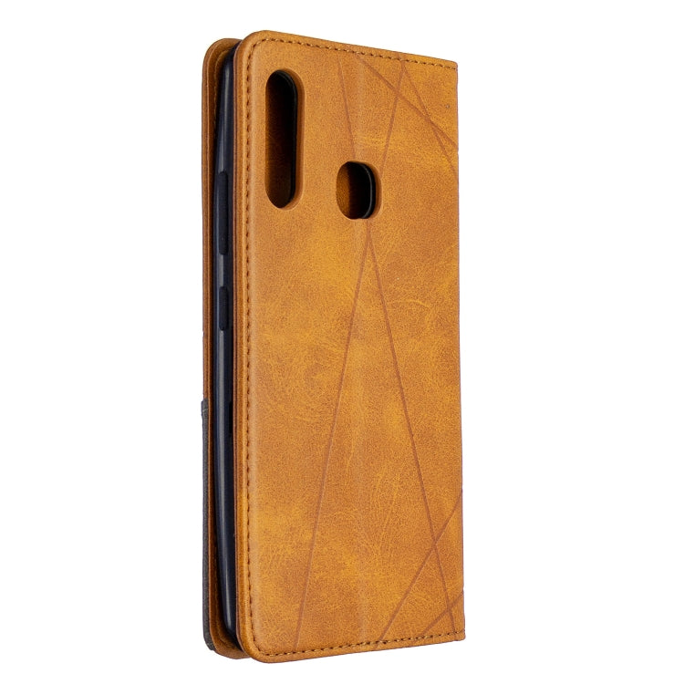 For Galaxy A70e Rhombus Texture Horizontal Flip Magnetic Leather Case with Holder & Card Slots & Wallet