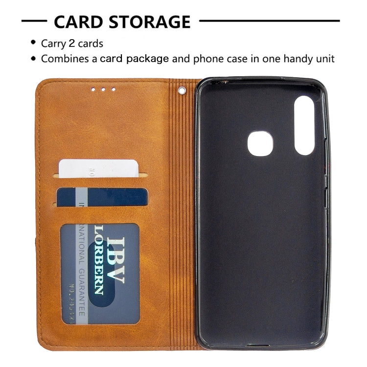 For Galaxy A70e Rhombus Texture Horizontal Flip Magnetic Leather Case with Holder & Card Slots & Wallet