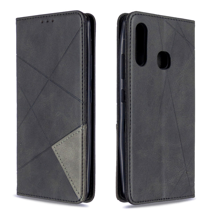 For Galaxy A70e Rhombus Texture Horizontal Flip Magnetic Leather Case with Holder & Card Slots & Wallet