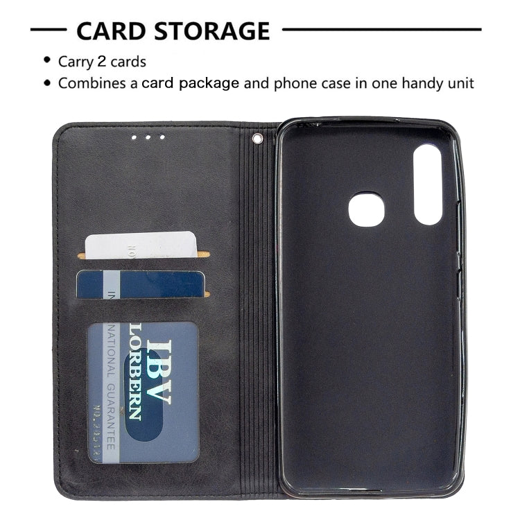 For Galaxy A70e Rhombus Texture Horizontal Flip Magnetic Leather Case with Holder & Card Slots & Wallet