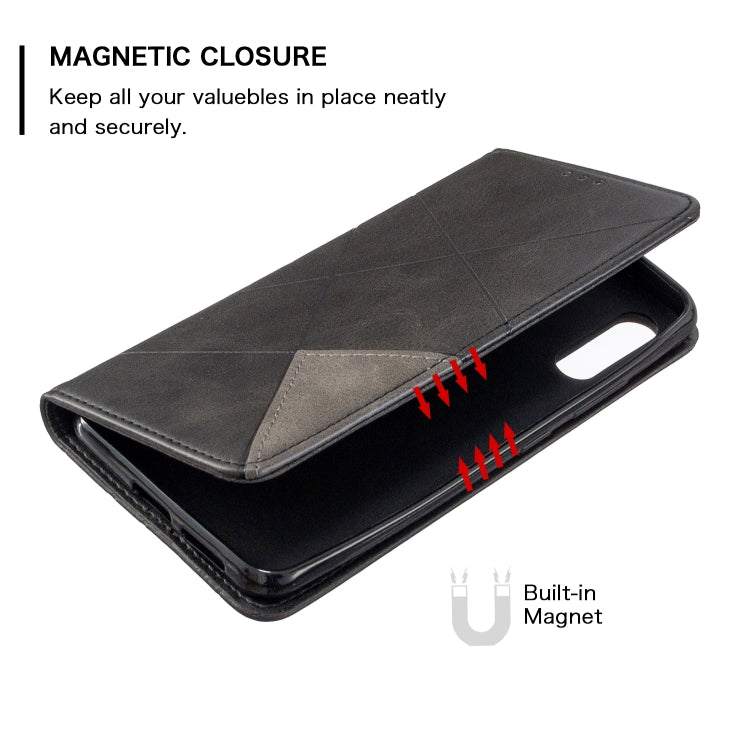 For Galaxy A70e Rhombus Texture Horizontal Flip Magnetic Leather Case with Holder & Card Slots & Wallet