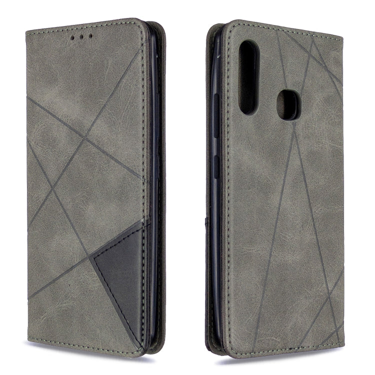For Galaxy A70e Rhombus Texture Horizontal Flip Magnetic Leather Case with Holder & Card Slots & Wallet