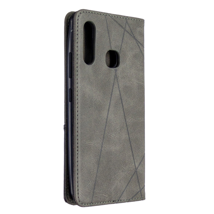 For Galaxy A70e Rhombus Texture Horizontal Flip Magnetic Leather Case with Holder & Card Slots & Wallet