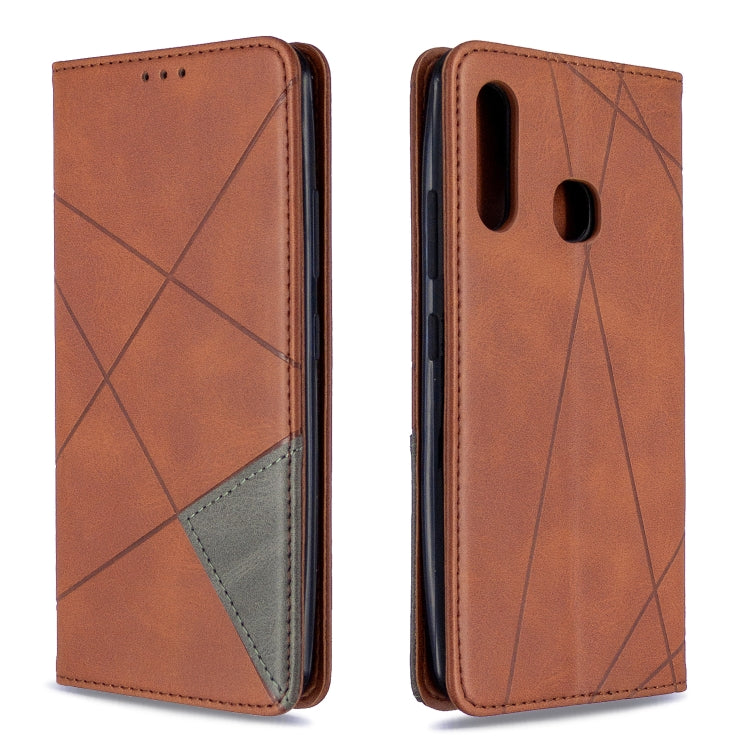 For Galaxy A70e Rhombus Texture Horizontal Flip Magnetic Leather Case with Holder & Card Slots & Wallet
