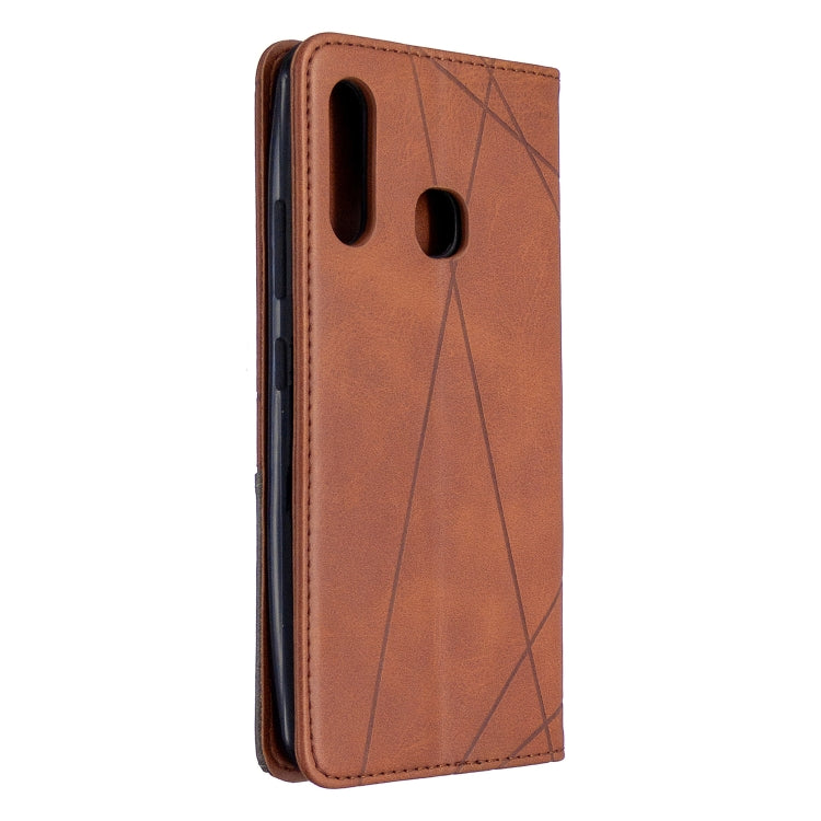 For Galaxy A70e Rhombus Texture Horizontal Flip Magnetic Leather Case with Holder & Card Slots & Wallet