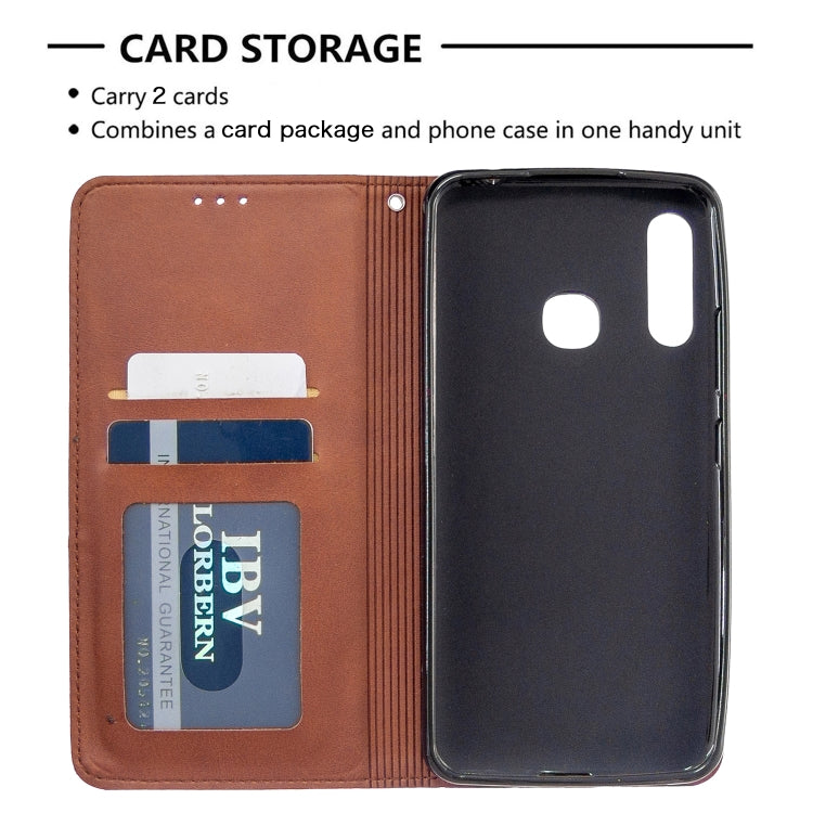 For Galaxy A70e Rhombus Texture Horizontal Flip Magnetic Leather Case with Holder & Card Slots & Wallet