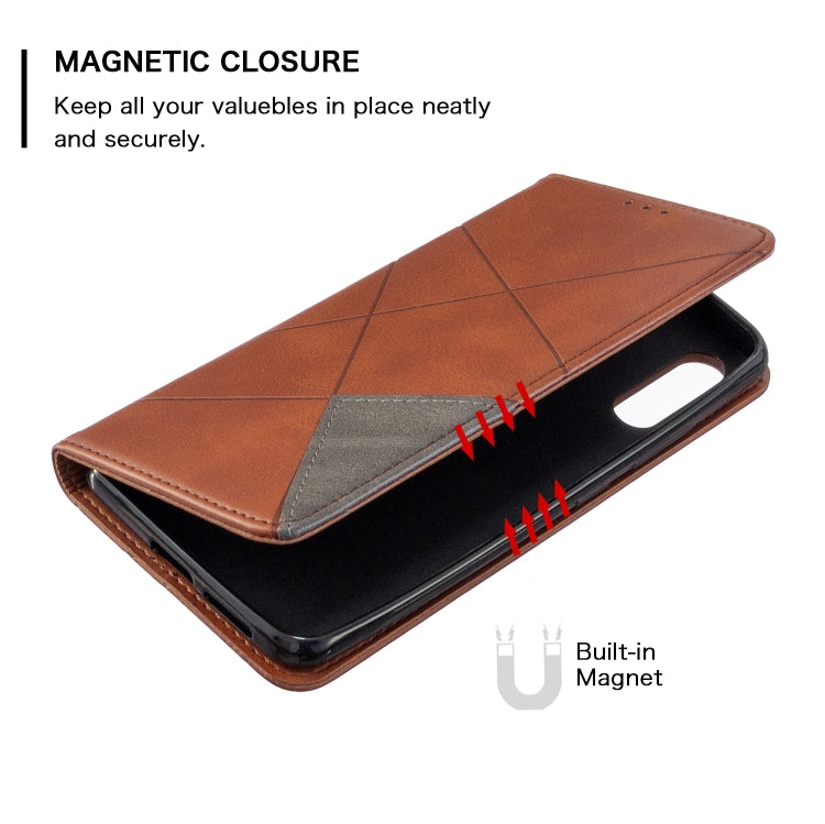 For Galaxy A70e Rhombus Texture Horizontal Flip Magnetic Leather Case with Holder & Card Slots & Wallet