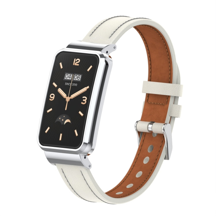 For Xiaomi Mi Band 7 Pro Microfiber Leather Metal Frame Watch Band