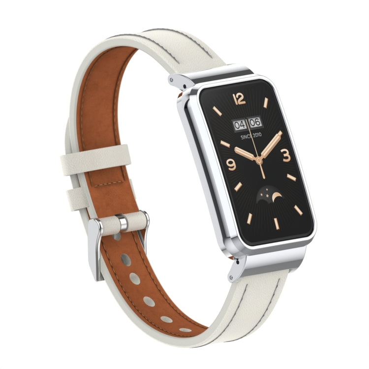 For Xiaomi Mi Band 7 Pro Microfiber Leather Metal Frame Watch Band