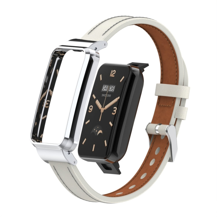 For Xiaomi Mi Band 7 Pro Microfiber Leather Metal Frame Watch Band