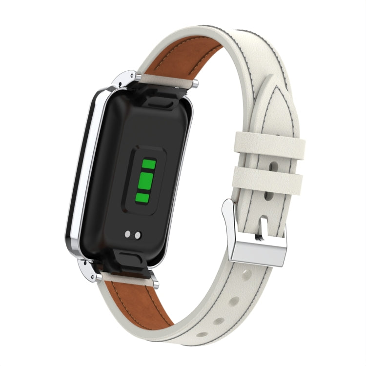 For Xiaomi Mi Band 7 Pro Microfiber Leather Metal Frame Watch Band