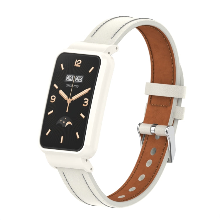 For Xiaomi Mi Band 7 Pro Microfiber Leather Metal Frame Watch Band
