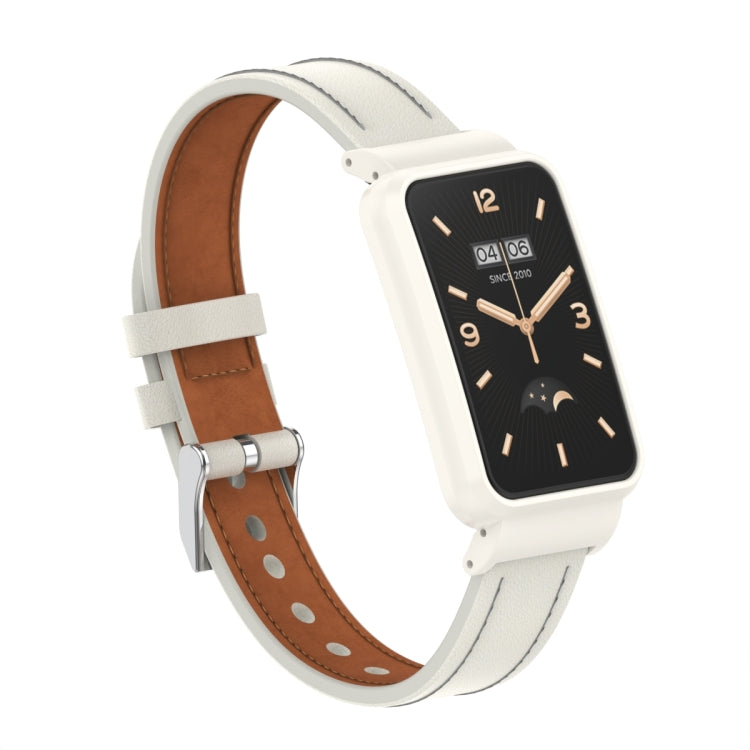 For Xiaomi Mi Band 7 Pro Microfiber Leather Metal Frame Watch Band