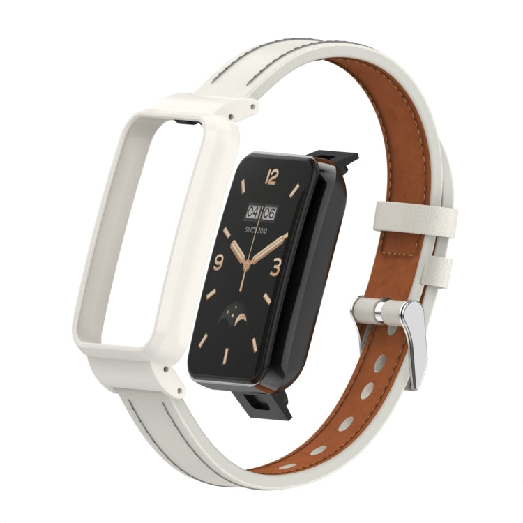For Xiaomi Mi Band 7 Pro Microfiber Leather Metal Frame Watch Band