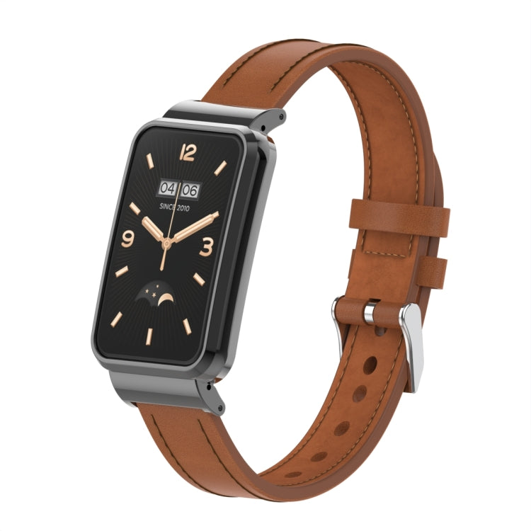 For Xiaomi Mi Band 7 Pro Microfiber Leather Metal Frame Watch Band