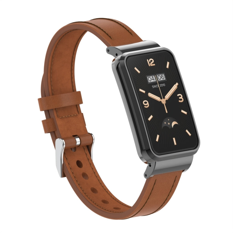 For Xiaomi Mi Band 7 Pro Microfiber Leather Metal Frame Watch Band