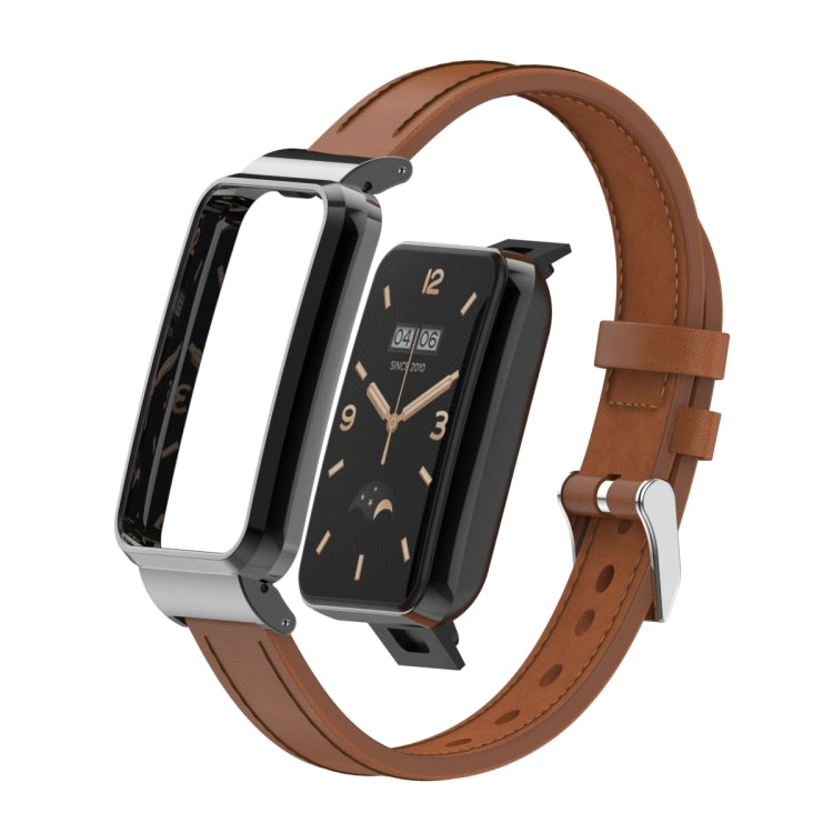 For Xiaomi Mi Band 7 Pro Microfiber Leather Metal Frame Watch Band