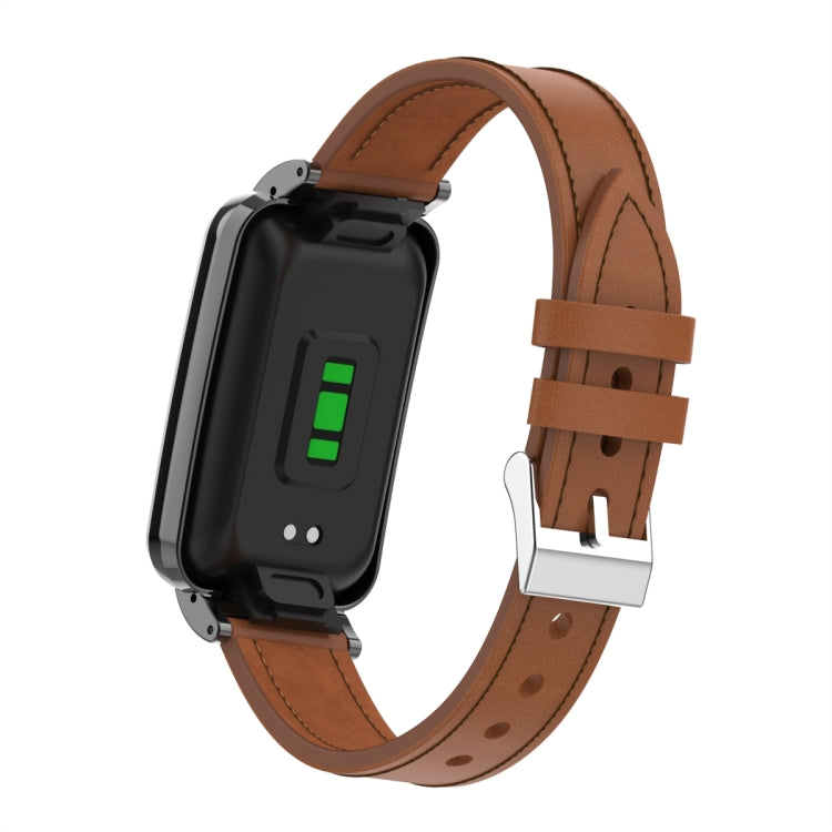 For Xiaomi Mi Band 7 Pro Microfiber Leather Metal Frame Watch Band