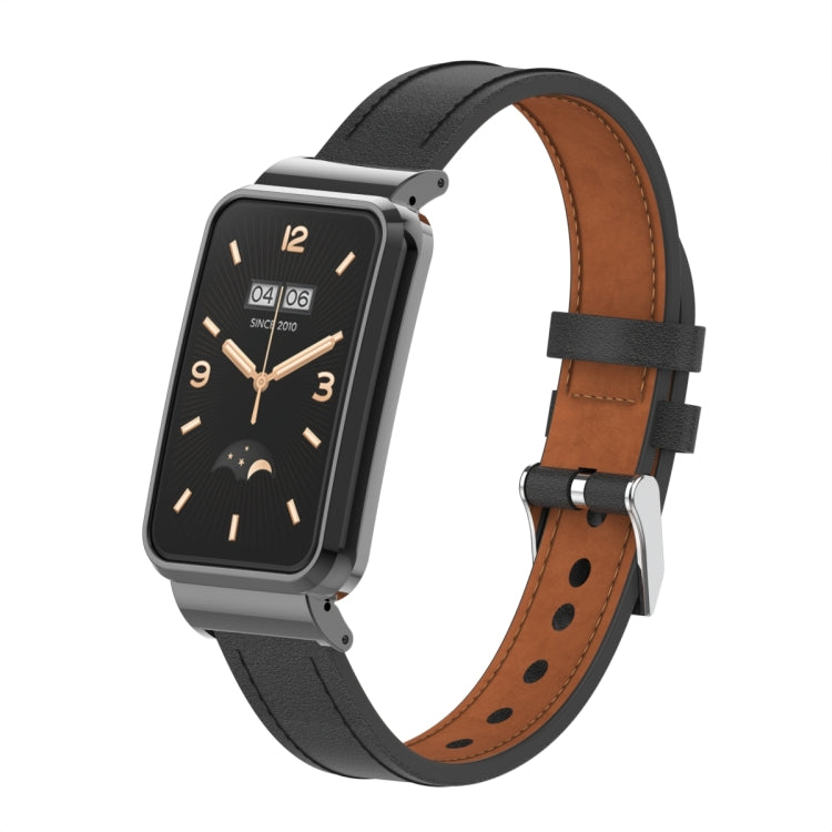 For Xiaomi Mi Band 7 Pro Microfiber Leather Metal Frame Watch Band
