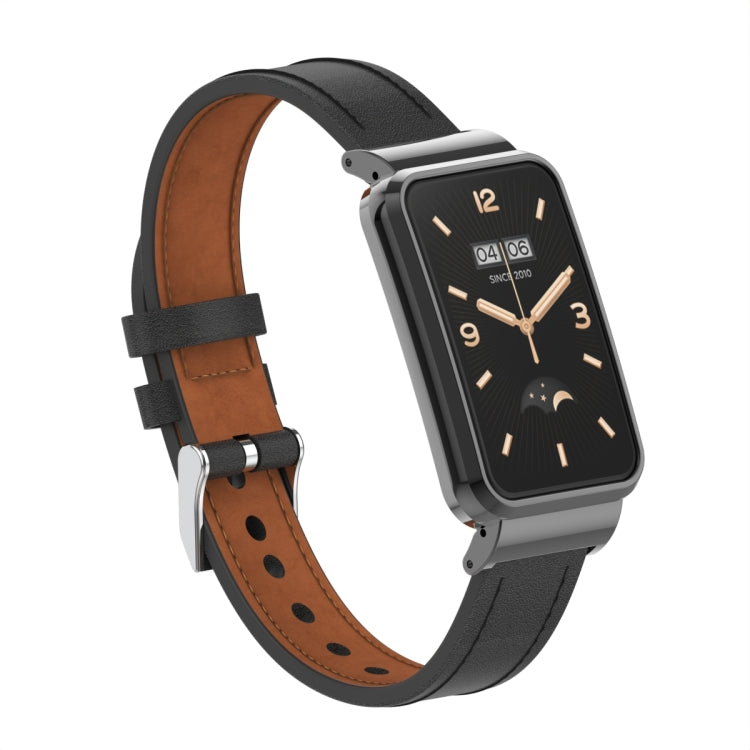 For Xiaomi Mi Band 7 Pro Microfiber Leather Metal Frame Watch Band