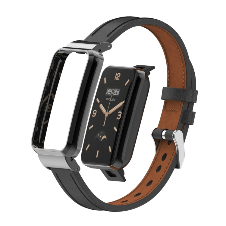 For Xiaomi Mi Band 7 Pro Microfiber Leather Metal Frame Watch Band