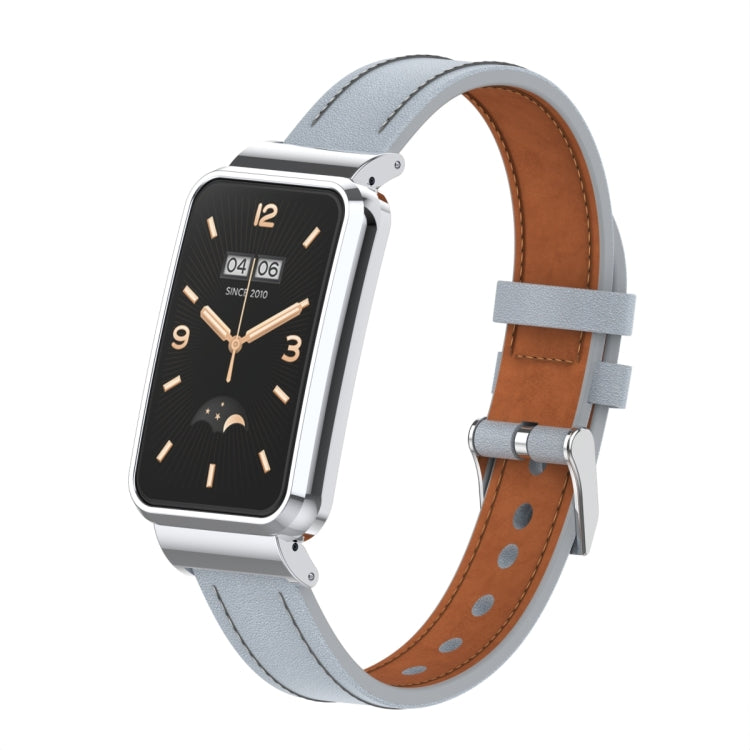 For Xiaomi Mi Band 7 Pro Microfiber Leather Metal Frame Watch Band