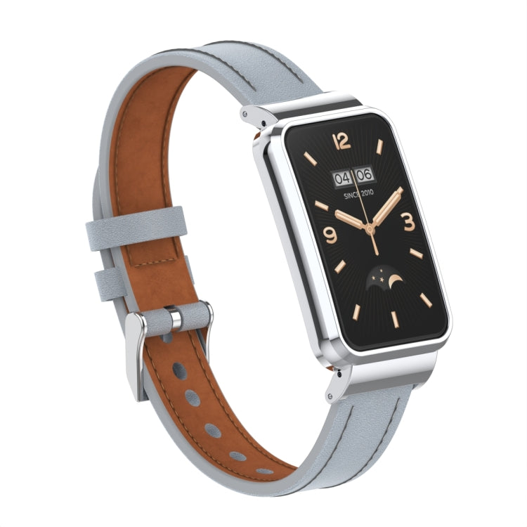 For Xiaomi Mi Band 7 Pro Microfiber Leather Metal Frame Watch Band