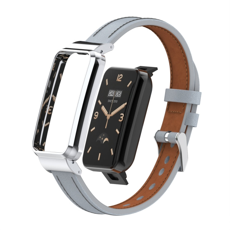 For Xiaomi Mi Band 7 Pro Microfiber Leather Metal Frame Watch Band