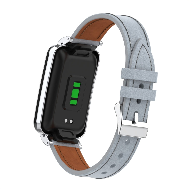 For Xiaomi Mi Band 7 Pro Microfiber Leather Metal Frame Watch Band