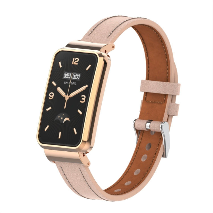 For Xiaomi Mi Band 7 Pro Microfiber Leather Metal Frame Watch Band