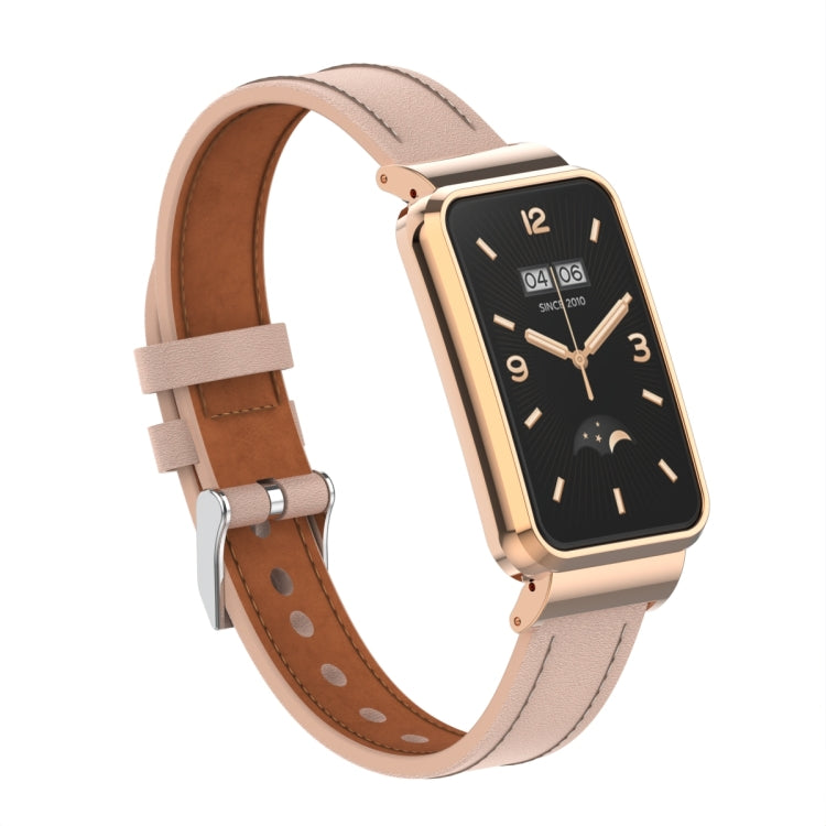 For Xiaomi Mi Band 7 Pro Microfiber Leather Metal Frame Watch Band