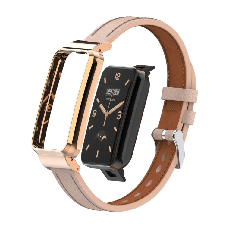 For Xiaomi Mi Band 7 Pro Microfiber Leather Metal Frame Watch Band