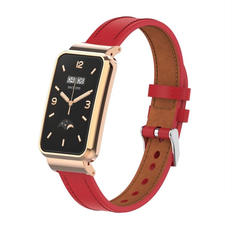 For Xiaomi Mi Band 7 Pro Microfiber Leather Metal Frame Watch Band