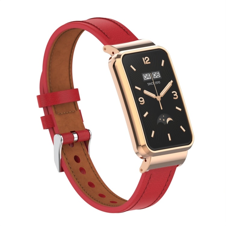 For Xiaomi Mi Band 7 Pro Microfiber Leather Metal Frame Watch Band