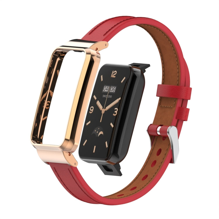 For Xiaomi Mi Band 7 Pro Microfiber Leather Metal Frame Watch Band