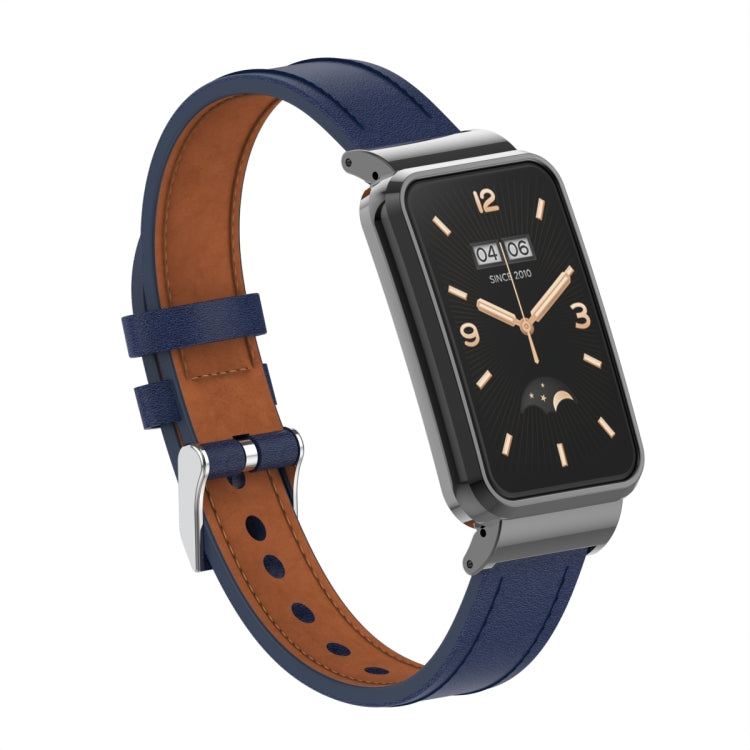 For Xiaomi Mi Band 7 Pro Microfiber Leather Metal Frame Watch Band