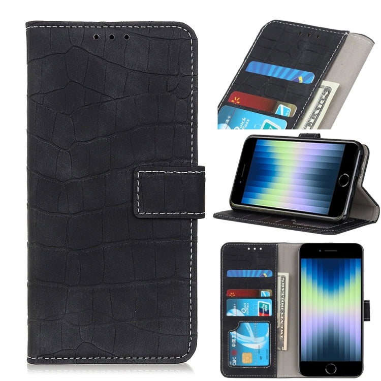 For iPhone SE 2022 / SE 2020 Crocodile Texture Horizontal Flip Leather Case with Holder & Card Slots & Wallet