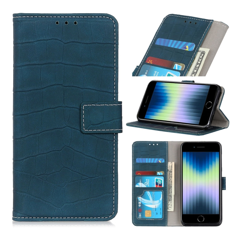 For iPhone SE 2022 / SE 2020 Crocodile Texture Horizontal Flip Leather Case with Holder & Card Slots & Wallet