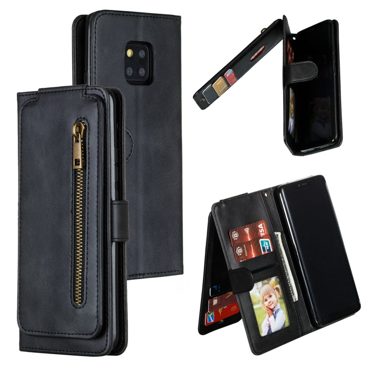 For Huawei Mate 20 Pro Nine Card Zipper Bag Horizontal Flip Leather Case With Holder & Card Slots & Frame