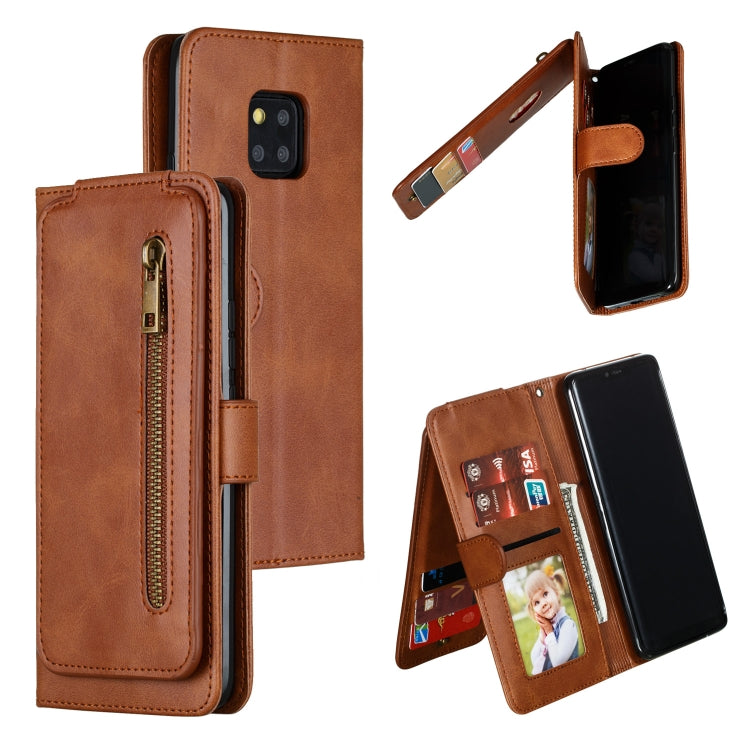 For Huawei Mate 20 Pro Nine Card Zipper Bag Horizontal Flip Leather Case With Holder & Card Slots & Frame