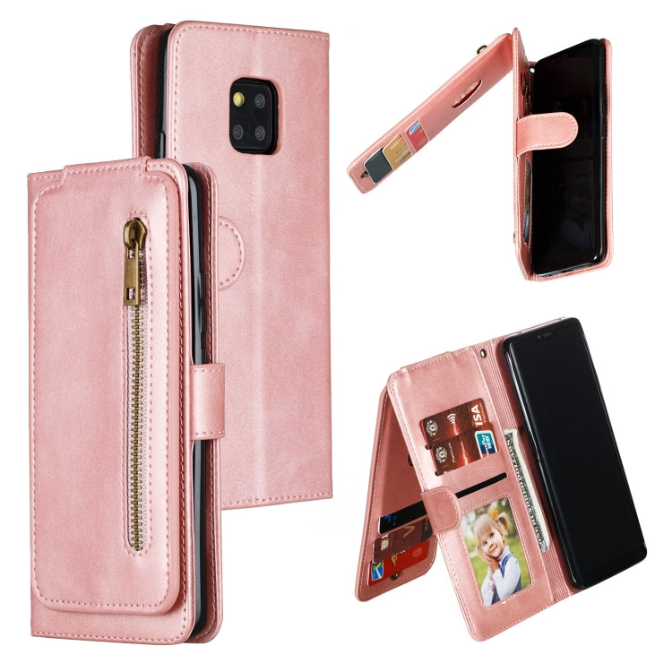 For Huawei Mate 20 Pro Nine Card Zipper Bag Horizontal Flip Leather Case With Holder & Card Slots & Frame