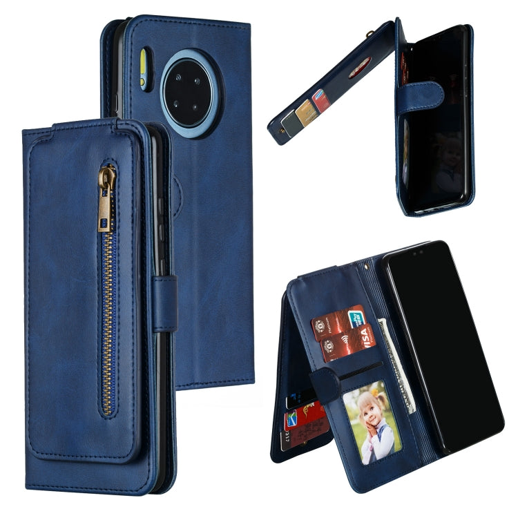 For Huawei Mate 30 Nine Card Zipper Bag Horizontal Flip Leather Case With Holder & Card Slots & Frame