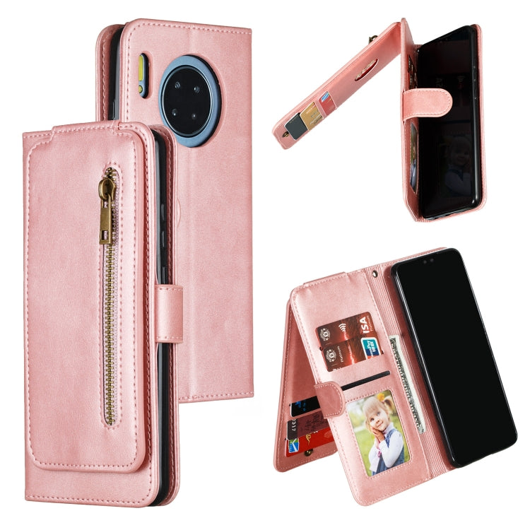 For Huawei Mate 30 Nine Card Zipper Bag Horizontal Flip Leather Case With Holder & Card Slots & Frame