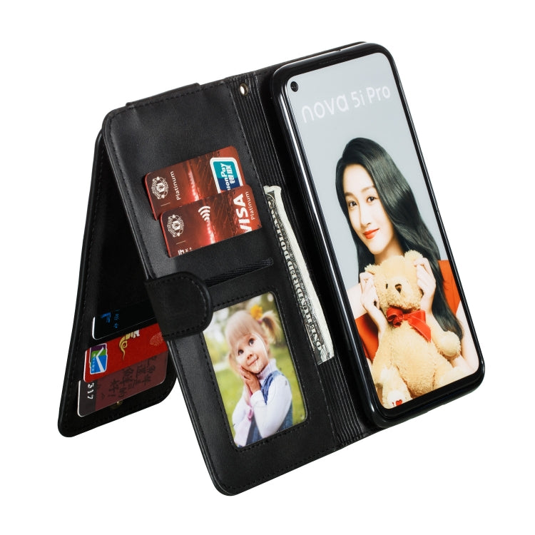 For Huawei Mate 30 Lite Nine Card Zipper Bag Horizontal Flip Leather Case With Holder & Card Slots & Frame