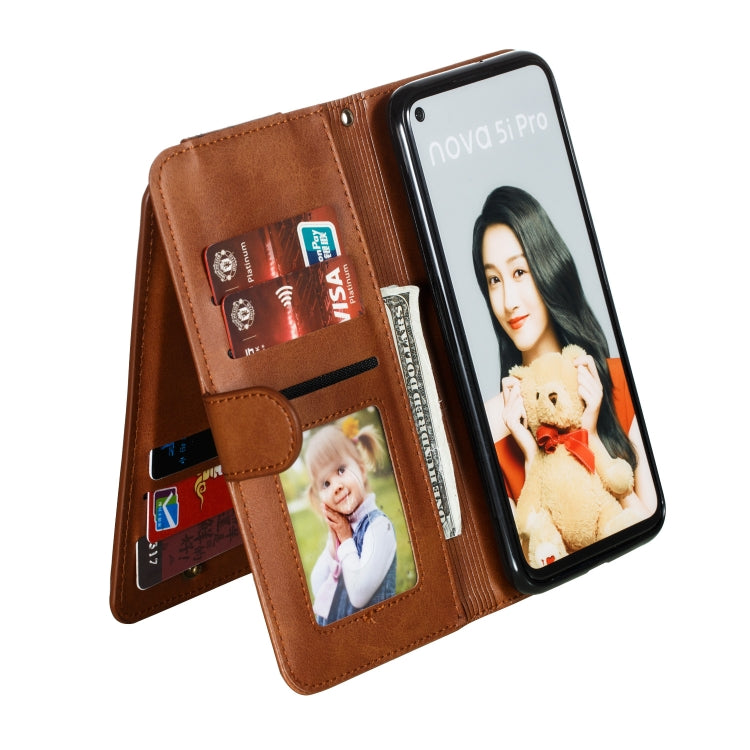 For Huawei Mate 30 Lite Nine Card Zipper Bag Horizontal Flip Leather Case With Holder & Card Slots & Frame