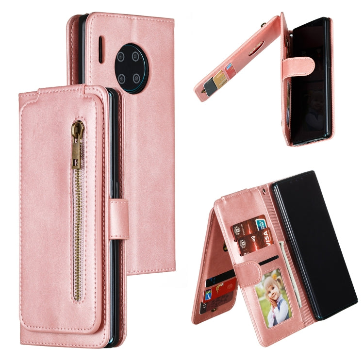 For Huawei Mate 30 Pro Nine Card Zipper Bag Horizontal Flip Leather Case With Holder & Card Slots & Frame