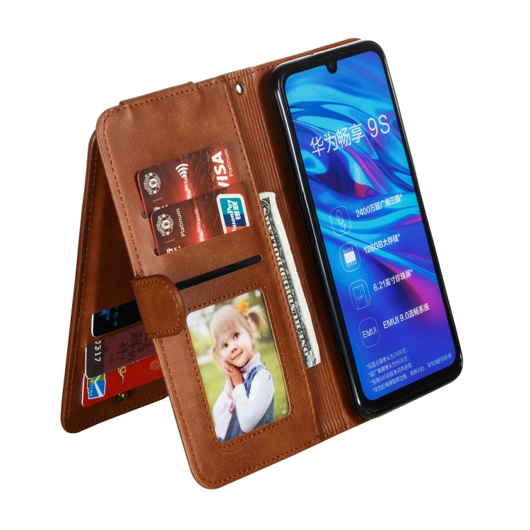 For Huawei Psmart Plus Nine Card Zipper Bag Horizontal Flip Leather Case With Holder & Card Slots & Frame