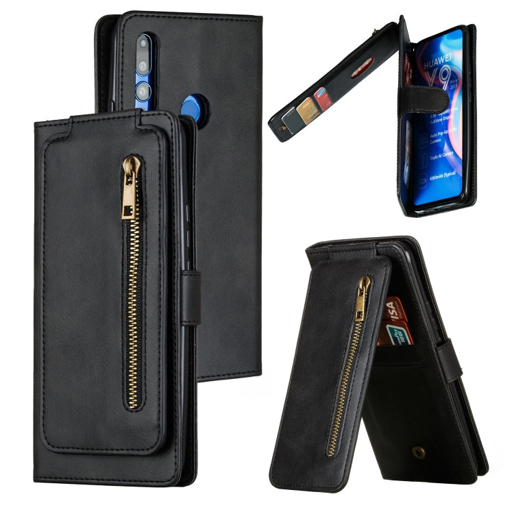 For Huawei Psmart Z Nine Card Zipper Bag Horizontal Flip Leather Case With Holder & Card Slots & Frame