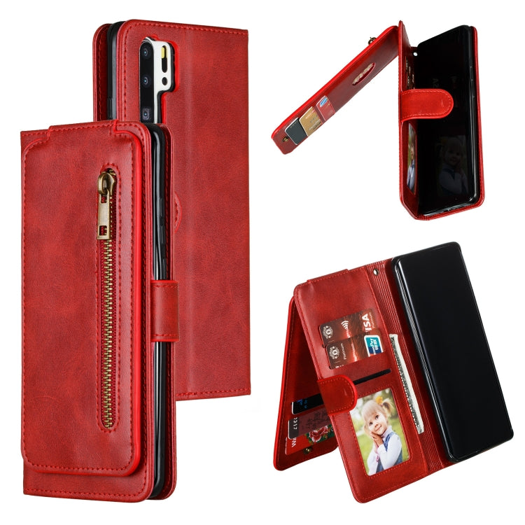 For Huawei P30 Pro Nine Card Zipper Bag Horizontal Flip Leather Case With Holder & Card Slots & Frame